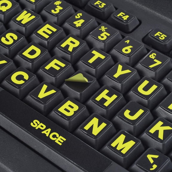 CCOCC 2Pcs English Keyboard Stickers,Universal Computer Laptop Replacement Large Keyboard Stickers Big Bright Yellow Lettering for Sight Impaired,Keyboard Alphabet Stickers for Laptop Notebook