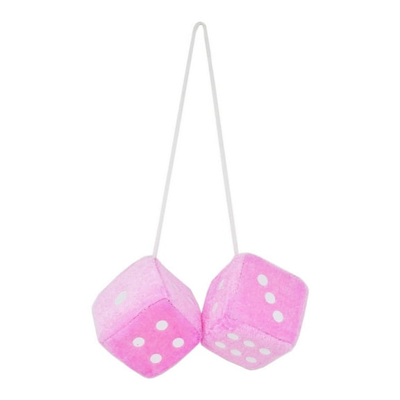 CCOCC 2Pcs Hanging Dice,Fun 3D Block Design Fuzzy Plush Dice,Soft Plush Texture Creative Dice Shape Car Decorative,Pink,2.75In