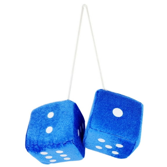 CCOCC 2Pcs Hanging Dice,Unique 3D Cube Design Fuzzy Plush Dice,Soft Plush Material Creative Dice-Shaped Ornament Car Decorative,Blue,2.75In
