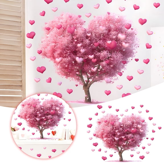 CCOCC 2026 New 2Pcs Large Heart Window Stickers for Valentine'S Day Reusable Glass&Wall Decals for Home,Party,Wedding Removable,No Residue Valentine Decorations
