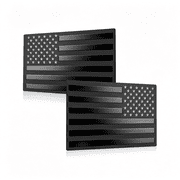 CCOCC 2Pcs Metal Embossed American Flag Stickers,Black American Flag Car Decal Self-Adhesive American Flag for Patriots&Car Lovers,Matte American Flag Decal for Trucks,Car,Suv&Motorcycle,5"X3"
