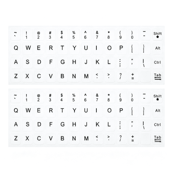 CCOCC 2Pcs Pack English Keyboard Stickers, Universal Keyboard Replacement Letters English White Background with Black Lettering for Laptops Computer, Matte Keyboard Alphabet Stickers - White
