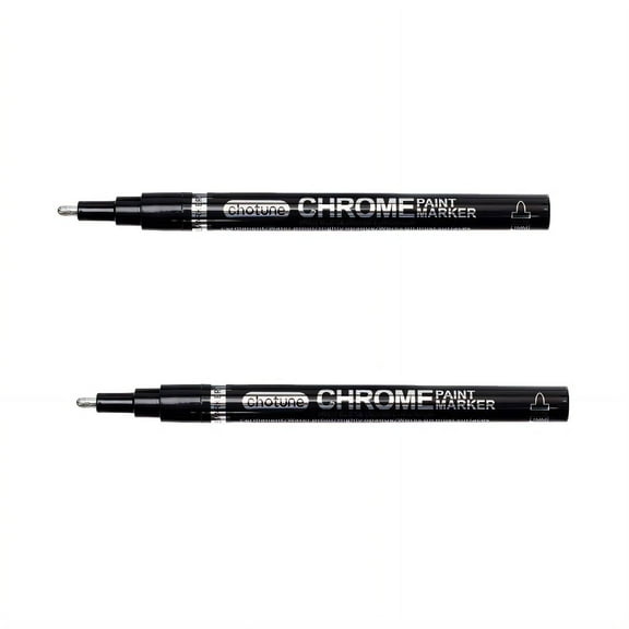 CCOCC 2Pcs Paint Pens,Mirror Plating Effect Chrome Marker,Suitable for Any Smooth, Non-Absorbent Surface Glass Pen,Silvery