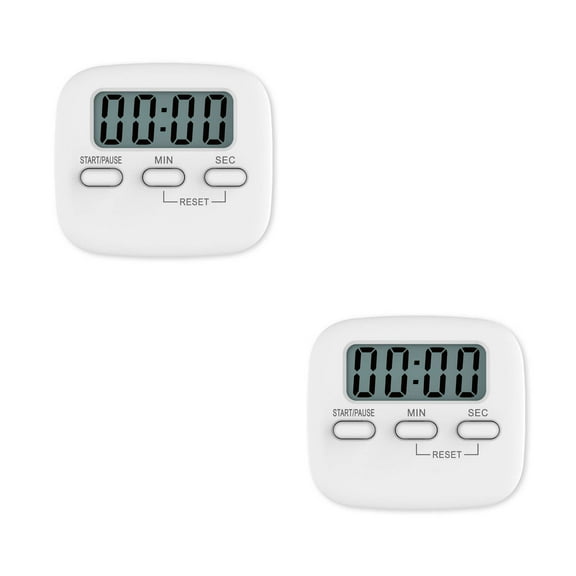 CCOCC 2Pcs Timer,Powerful Magnetic Base Timer Outlet,Clear and Loud Sound Visual Timer,White2