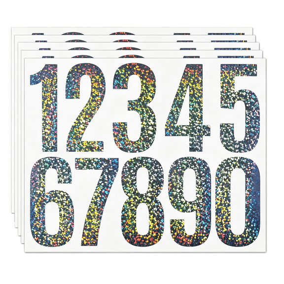 CCOCC 3" 0-9 Reflective Number Stickers 6 Sheets Waterproof Vinyl Self-Adhesive Large Numbers for Outdoor Signs,Mailbox Address,Vehicles,Helmets,Safety Labels&Windows(Reflective)