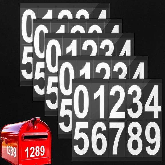 CCOCC 3 Inch Reflective Mailbox Numbers for Outside, 5 Sets 09 Vinyl Number Stickers, House Address Number Decals, Self Adhesive, Waterproof, for Mailbox, Door and Garbage Bins, White