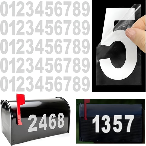 CCOCC 3 Inch Reflective Mailbox Numbers Sticker(0-9,5 Sets)For Outside,Strong Self Adhesive Vinyl House Numbers for Mailbox,Signs,Door,Cars,Trucks,Home,Business,Address Number