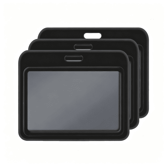CCOCC 3 Pack Sliding Id Badge Holder, Black Horizontal Hard Plastic Card Case | Protector with Clear Window for Office School Id, Credit Cards, Proximity Key Cards, Driver'S Licenses