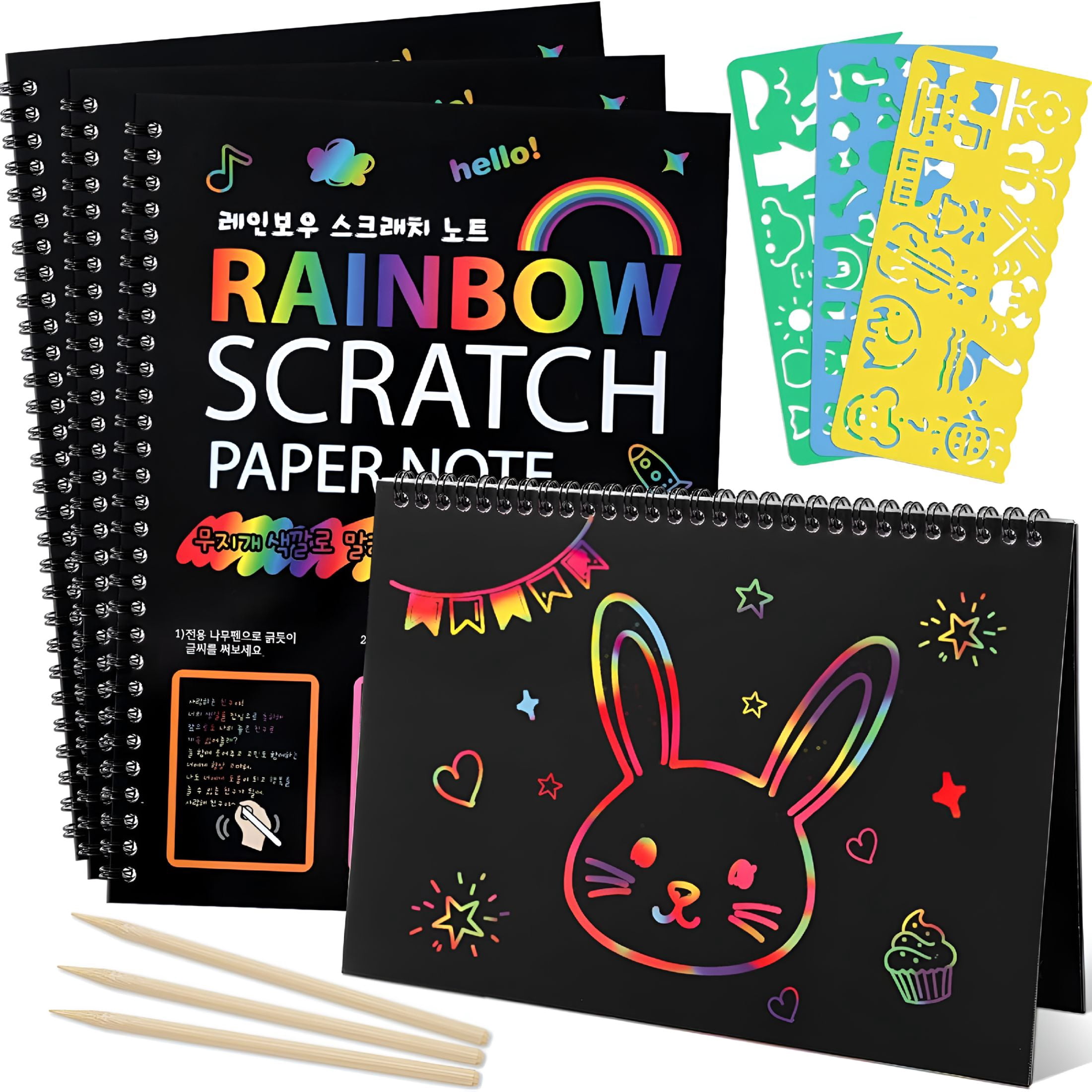 CCOCC 3 Packs Rainbow Scratch Art, Scratch Notebook Scratch Paper Art ...