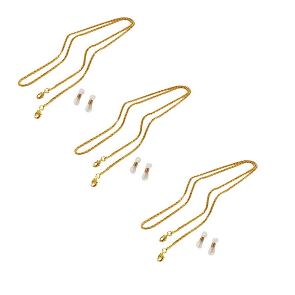 CCOCC 3 Pcs Glasses Strap,Electroplated Metal Construction Glasses Chain,75cm Length for Flexible Use Glasses Holder,Gold