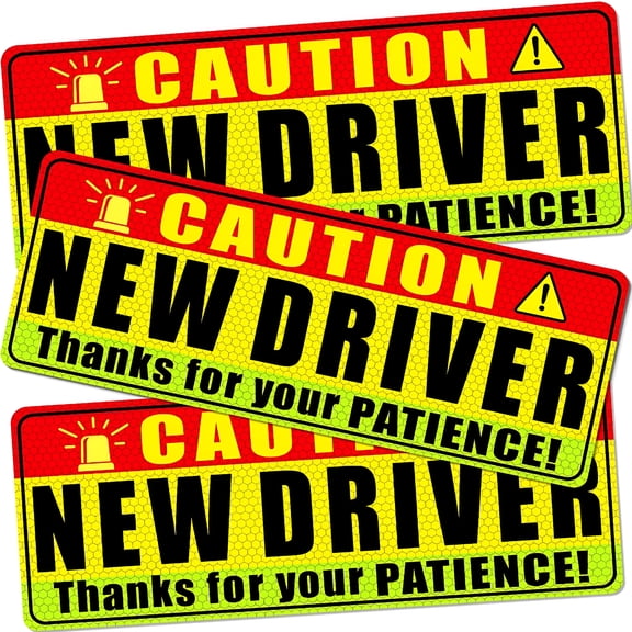 CCOCC 3 Pcs New Driver Magnet for Car - Funny Be Patient Student Driver Magnet Yellow Red Green Safety Warning Rookie Driver Car Bumper Magnets Sign