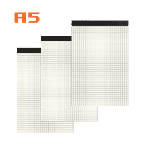 CCOCC 3 Pcs Note Pads Graph Paper Notebook White Color Paper Tearable Notepad 5.8*8.8" 80 Sheets