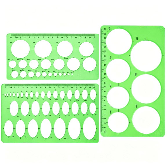 CCOCC 3 Pieces Circle Template for Drawing 3 Sizes Circle Stencil Templates for Drafting Round Plastic Geometric Stencil for Office and School Building Formwork Drawings(Clear Green)