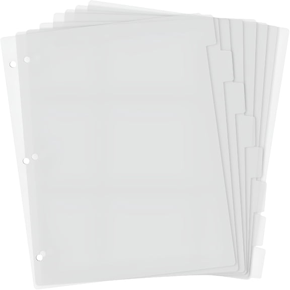 CCOCC 3 Ring Frosted Transparent Binder Dividers,8 Tab Clear Dividers,A4 Size,Sturdy Plastic,Aesthetic,3 Hole Punch