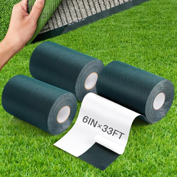 CCOCC 3 Rolls 6 in X 33 Ft Artificial Turf Tape Artificial Grass Self Adhesive Turf Seam Tape for Artificial Lawn Carpet Jointing,Indoor Outdoor Rug,Pet Grass Mat Connecting