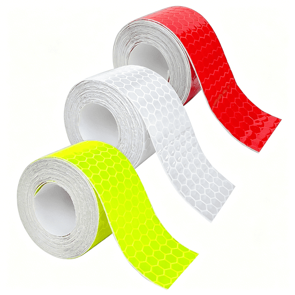 CCOCC 3 Rolls Reflective Tape Outdoor Waterproof,Reflective Warning Tape,Trailer Reflectors,Safety Reflective Strips,Nighttime Reflective Stickers,For Car Bike Baby Stroller Helmet