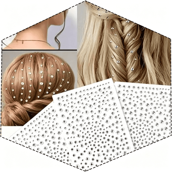 CCOCC 3 Sheets Face Gems Stickers for Hair&Body,Self-Adhesive Fake Piercing Stickers for Nose Lip&Eyebrow,3-6Mm Flatback Pearls for Festival Makeup,Faux Nose Stud Diy Crafts