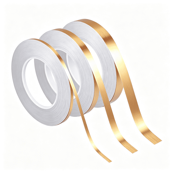 CCOCC 3 Sizes Gold Trim Self Adhesive Foil Tape, Gold Washi Tape for Car Furniture Graphic Arts Walls Decor, Total 164 Yds(5/10/15Mm) Self Adhesive Gold Washi Tape