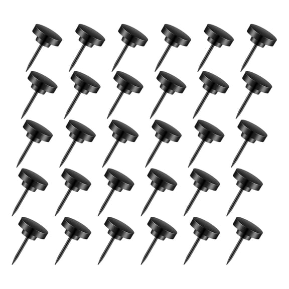 CCOCC 30 Black Alloy Round Push Pins,Boxed Zinc Flathead Nails,30-Piece,Flathead Nails,Black Nails,Hardware Upholstery Tacks Fastener