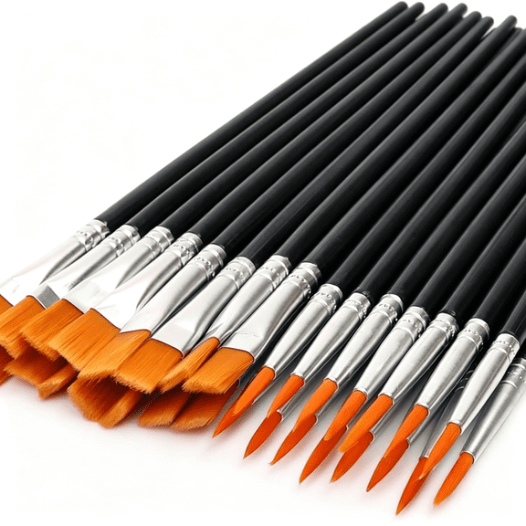 CCOCC 30 Pack Paint Brushes Set,Flat & Fine Nylon Acrylic Brushes Bulk for Oil Watercolor Canvas Artist Professional Painting Kits Small Paint Brush for Classroom Miniature Detailing