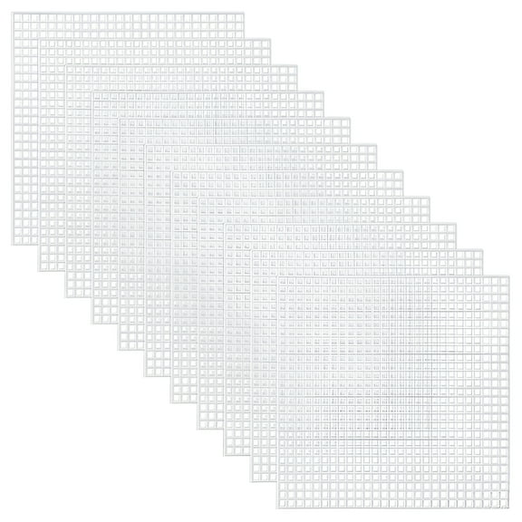CCOCC 30 Pcs 8x8cm Square Mesh Plastic Canvas Sheets Cross Stitch Sewing Plastic Canvas Sheets for Embroidery Acrylic Yarn Crafting Knit and Crochet Projects DIY Coaster (White)