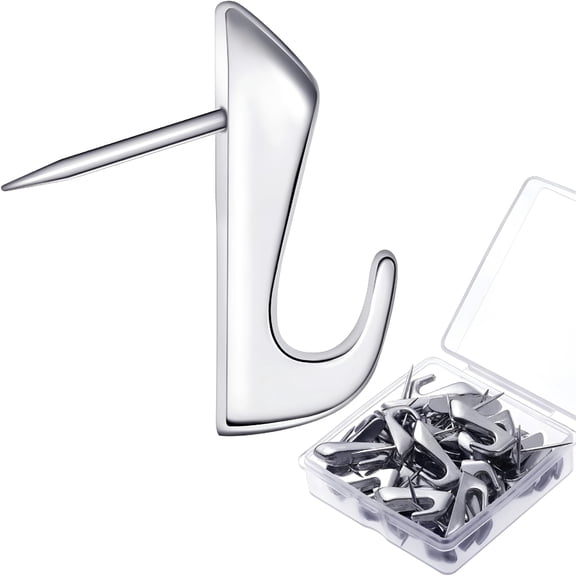 CCOCC 30 Pieces 20 Lbs Pin Hooks Push Pin Hangers Metal Picture Hanging Nails for Home Office Wooden Or Fabric Wall(Silver)