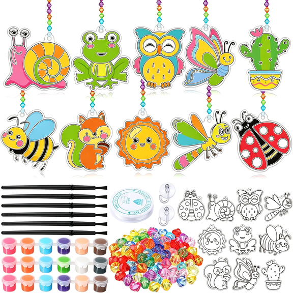CCOCC 30 Sets Spring Suncatchers Window Art Kits, Vibrant Diy Sun Catchers Bulk Crafts Paint Your Own Window Ornaments for Adults Home Birthday Activity Project Decor