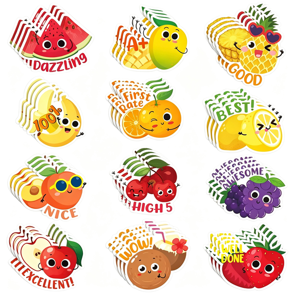 CCOCC 300 Pcs Scratch and Sniff Sticker for Kids Scented Motivational Reward Stickers Teacher Incentive Positive Decal for Student Classroom Chart School Supplies(Fruity)