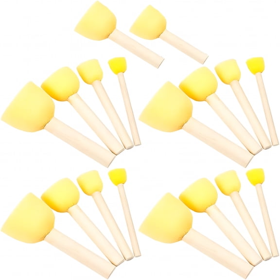 CCOCC 30pcs Foam Sponge Mushroom Head Sponge Stampers Sponge Paint Dabbers Brush Paint Tools Wooden Handle Painting Crafts Set