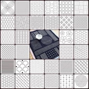 CCOCC 32 Pcs Sashiko Stencil Kit, 5.1X5.1 Inch Reusable Pattern Drawing Templates,Durable Plastic Craft Stencil for Diy Sewing, Embroidery, Scrapbooking and Handmade Art Decoration