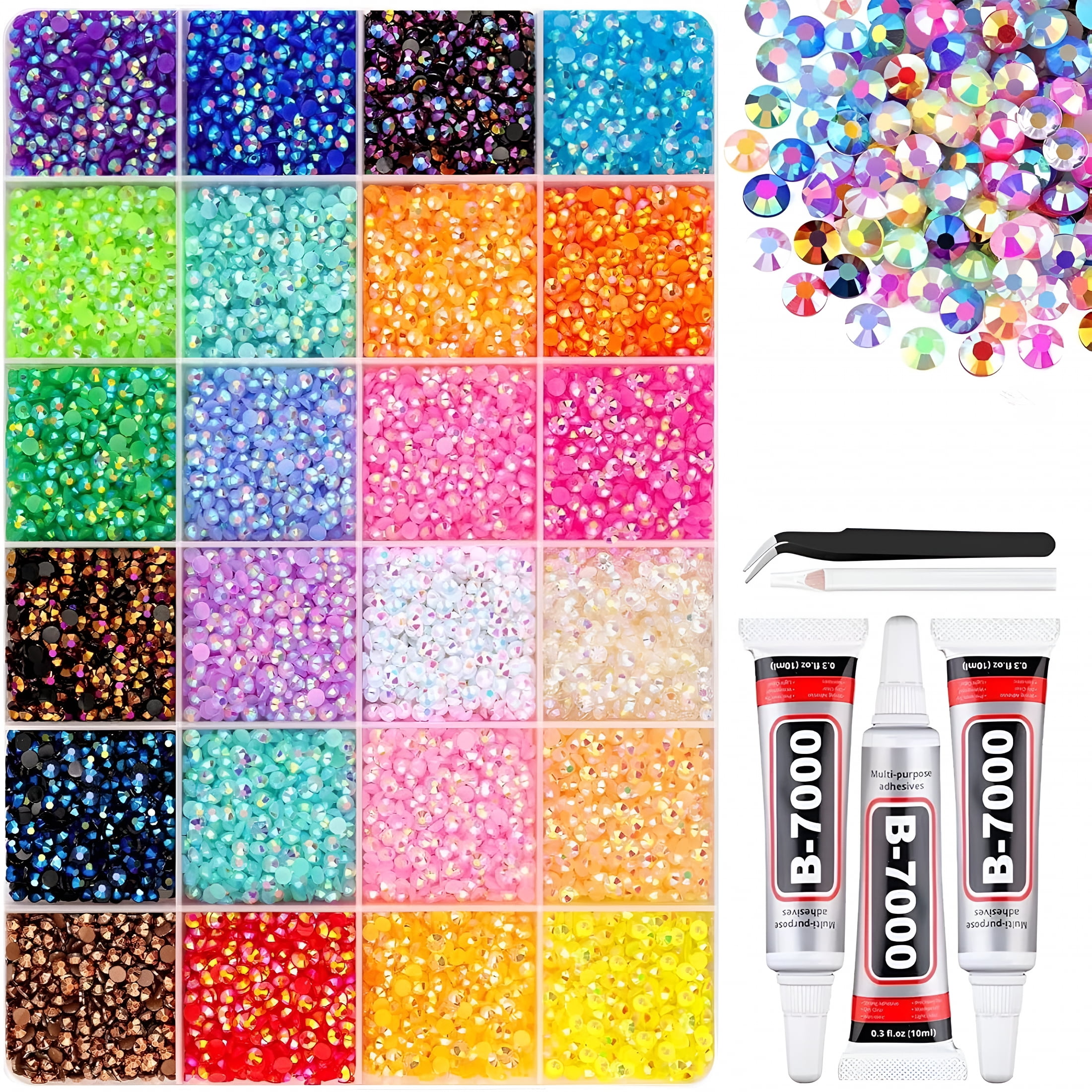 CCOCC 32000Pcs Colorful Diy Resin Rhinestone Kit,Bedazzler Kit with Rhinestones and Tools,Resin Jelly Rhinestones for Bedazzling Clothes,Shoes,Nails and Diy Diamond Art
