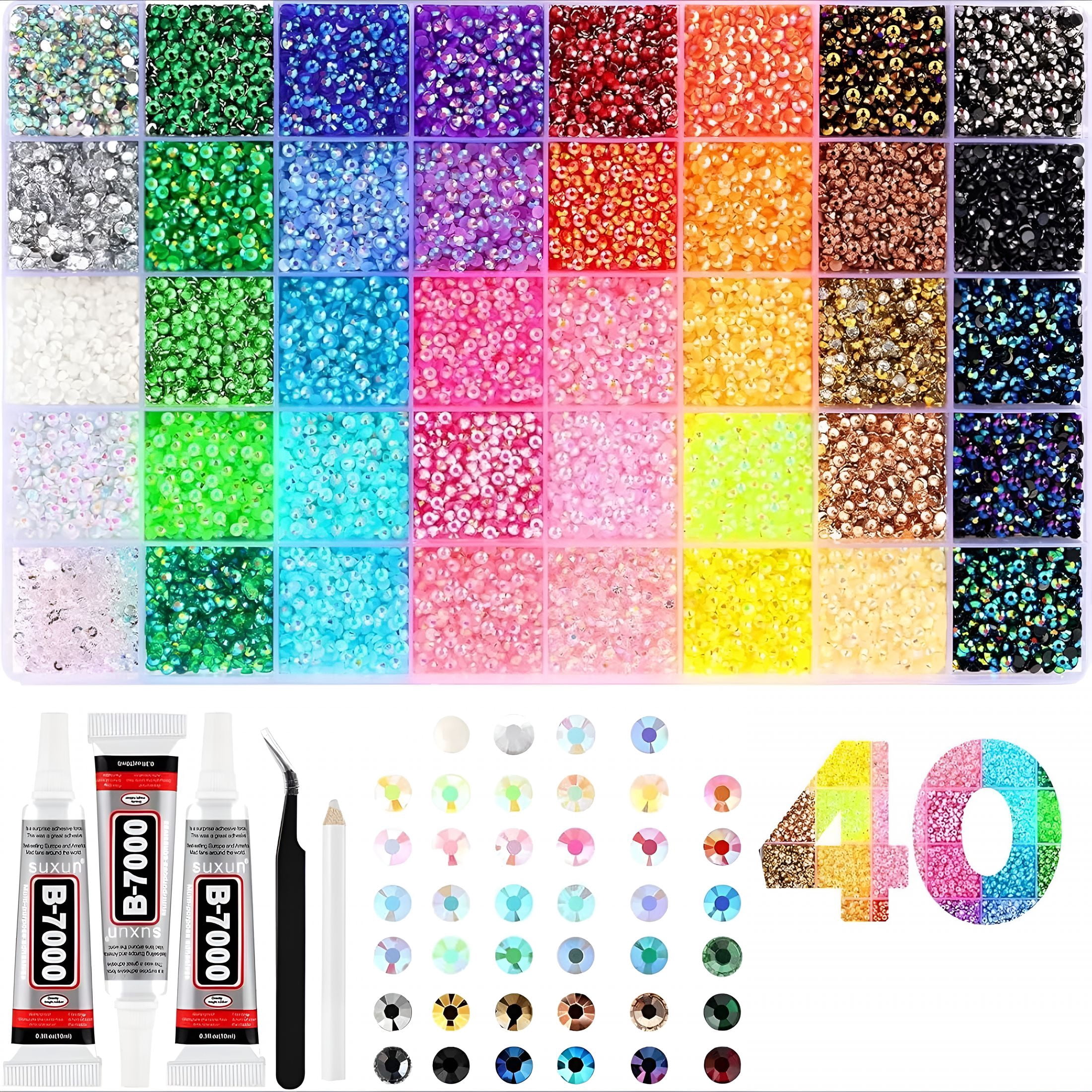 CCOCC 32000Pcs Colorful Diy Resin Rhinestone Kit,Bedazzler Kit with Rhinestones and Tools,Resin Jelly Rhinestones for Bedazzling Clothes,Shoes,Nails and Diy Diamond Art