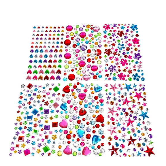 CCOCC 3228Pcs Gems Stickers, Self Adhesive Rhinestone Jewel Stickers, Acrylic Gems Diy Craft Decorative Diamond Stickers, Assorted Shapes Jewels Rhinestones Sticker