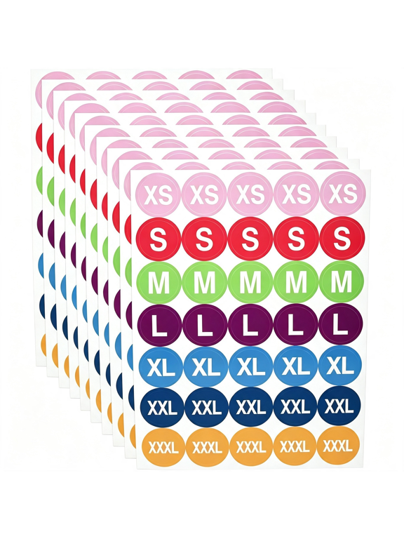 350Pcs Clothing Size Stickers Labels 1 Inch Colorful Coded Round Self Adhesive Size Labels Stickers for Clothing T Shirts Trousers Skirt Retail 7 Sizes (Xs, S, M, L, Xl, Xxl, Xxxl)