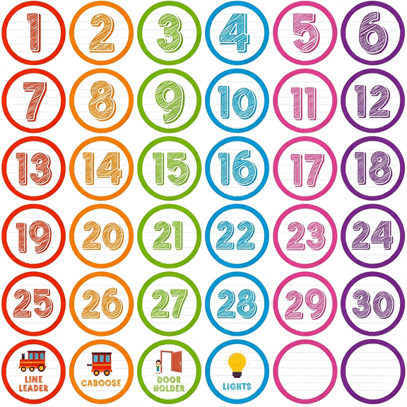 CCOCC 36Pcs Colorful Number Spot Markers Stickers Line Up Spots for Classroom Floor Number Stickers Classroom Line Up Spots Dots Floor Decals for Teacher Kindergarten Preschool Elementary