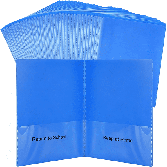 CCOCC 36Pcs Take Home Folders with Pockets for Elementary Students,Blue,Durable Kindergarten Parent-Teacher Communication Plastic Folders,Back to School Teacher Supplies for Classroom