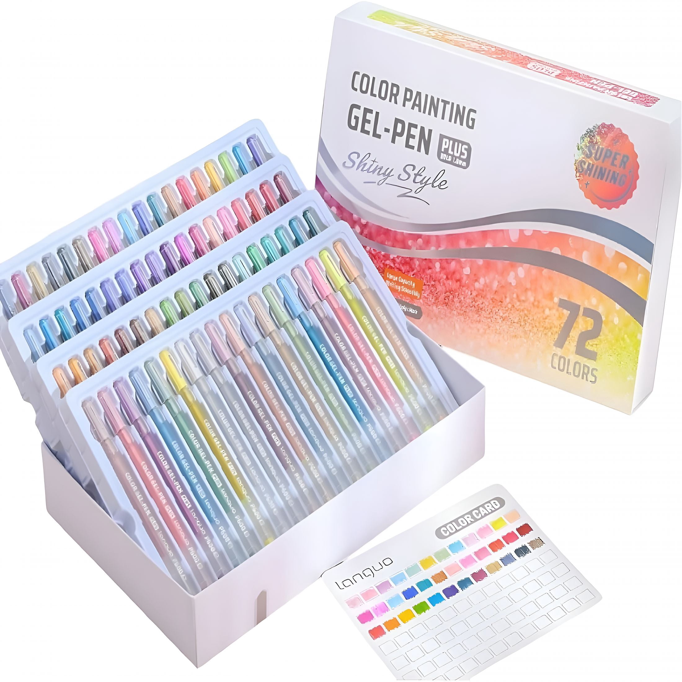 CCOCC 3D Acrylic Painting Gel Pens,Glitter Gel Pens for Adult Coloring,Multi-Colored 3D Gel Pen,Drawing,Diy Projects,Crafts Art Supplies(72Pcs)