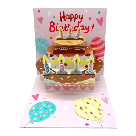 CCOCC 3D Birthday Cards with Envelope,Birthday Pop Up Card,Happy Birthday Card Birthday Gifts for Women Wife Sister Friends Kids,Cake Birthday Greeting Cards 1Pack