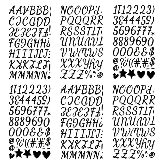 CCOCC 3D Puffy Black Script Letter Stickers,6 Sheets Self Adhesive Pvc Letters,Cursive Alphabet&Number Decals for Cards,Gift Tags,Scrapbooking,Journal,Favor Tags