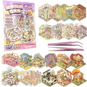 CCOCC 3D Sticker Book Scene,20 Sets Diy Miniature World Craft Kit,Art Therapy Activity for Adults,Kids,Family Fun 3D Sticker Scene Book