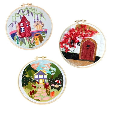 CCOCC 3Pcs Embroidery Kit,Can Be Stitched Together Beginner Embroidery Kit for Adults,Create Large Embroidery Art Punch Needle Kit,Color Mixing1