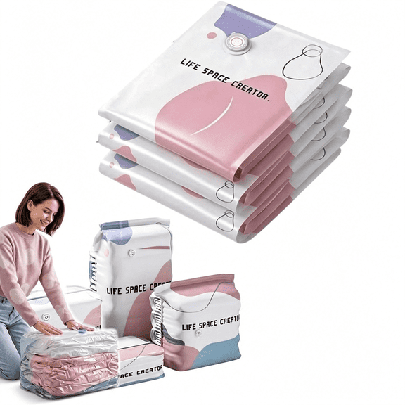 CCOCC 3Pcs (M/L/Xl) No Pump 3D Vacuum Storage Life Space Creator Better Life Space Bags for Clothes Blankets Bedding Comforters Ideal for Seasonal Gear & Travel (Xl-3 Pcs)