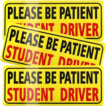 Student Driver Car Magnets 5-Pack - Reflective Please Be Patient Bumper Stickers For New Drivers