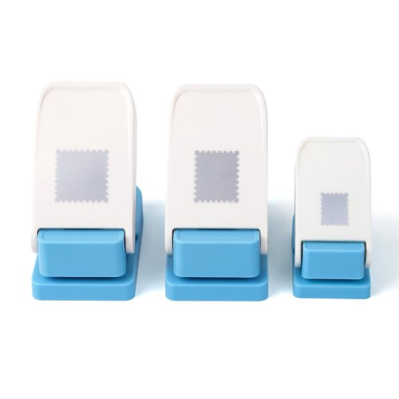 CCOCC 3Pcs Mini Stamp Punch Set,1X0.8,0.6X0.5In Rectangle Paper Punch,1X1In Square Hole Punch,Lever Craft Cutter for Scrapbooking,Journaling,Diy Card Making&Gift Tags