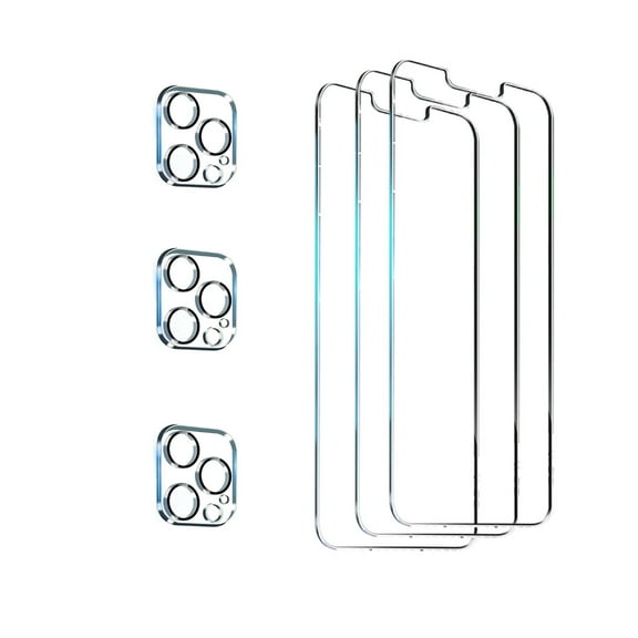 CCOCC 3Pcs Privacy Screen Protector, 9H Tempered Glass Screen Protector, Fingerprint and Anti-Glare Phone Protector - 3+3 Pack for Total Protection