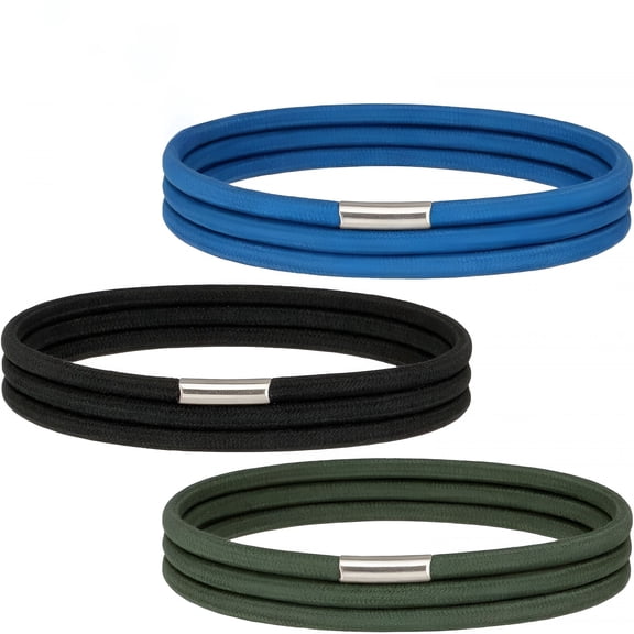 CCOCC 3Pcs Trash Can Rubber Bands Fit 7 to 30 Gallon Cans,Heavy Duty Elastic Garbage Can Bands,Trash Bag Holder Straps Set for Kitchen,Office,Garage,Litter Box(Black,Blue,Green)