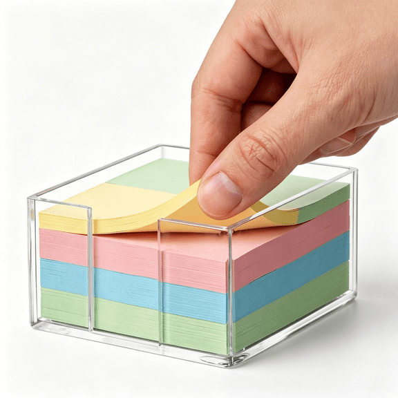 CCOCC 3X3 Inch Sticky Note Holder Post It Note Holder No Slip Base and Shatterproof Acrylic for One-Handed Operation,Perfect for Office Supplies,Home Fridge Memo,Or Reception Desk