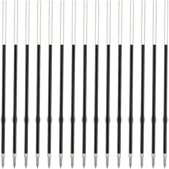CCOCC 4.53 Inch Retractable Ballpoint Pen Refills, 1 mm Medium Tip Ink Pen Refills for Click Pens (Length 4.53 Inch/115 mm, Can be Cut to 4.2 Inch/107 mm or 3.85 Inch/98 mm) (Black, 15 Pcs)
