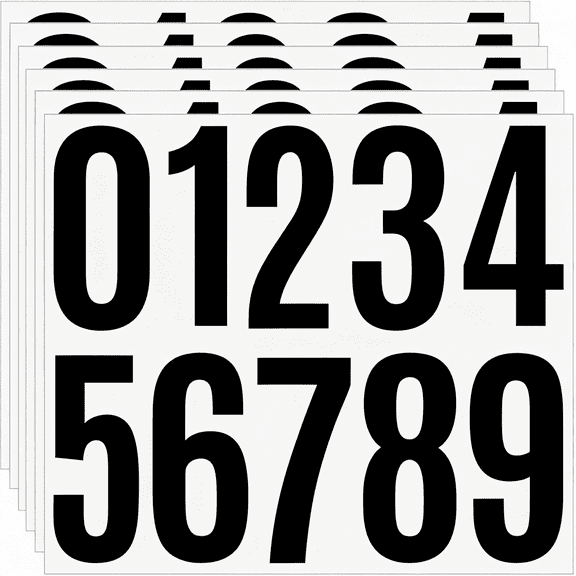 CCOCC 4 Inch Large House Number Stickers 0-9,6 Sheets Black Waterproof Self-Adhesive Vinyl Address Numbers for Mailbox,Door,House Signs & Outdoor Use