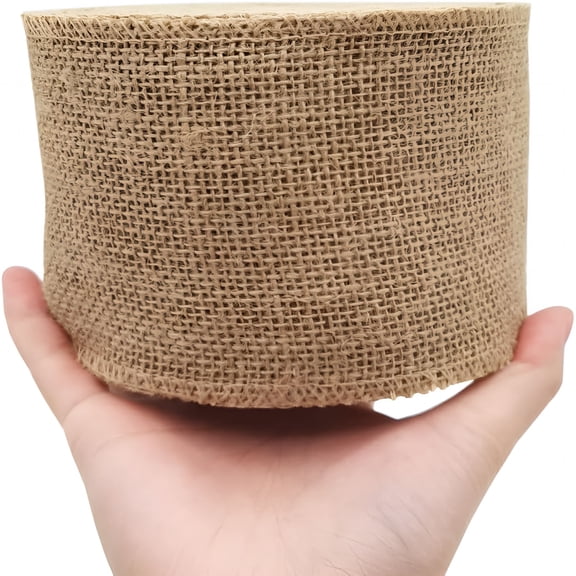CCOCC 4" Natural Burlap Fabric Roll 10 Yards Jute Ribbon for Gift Wrapping Craft Projects Wedding Decoration Home Decoration 10CM